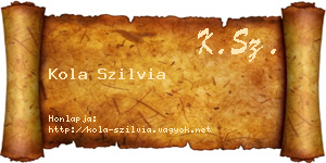 Kola Szilvia névjegykártya