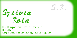 szilvia kola business card